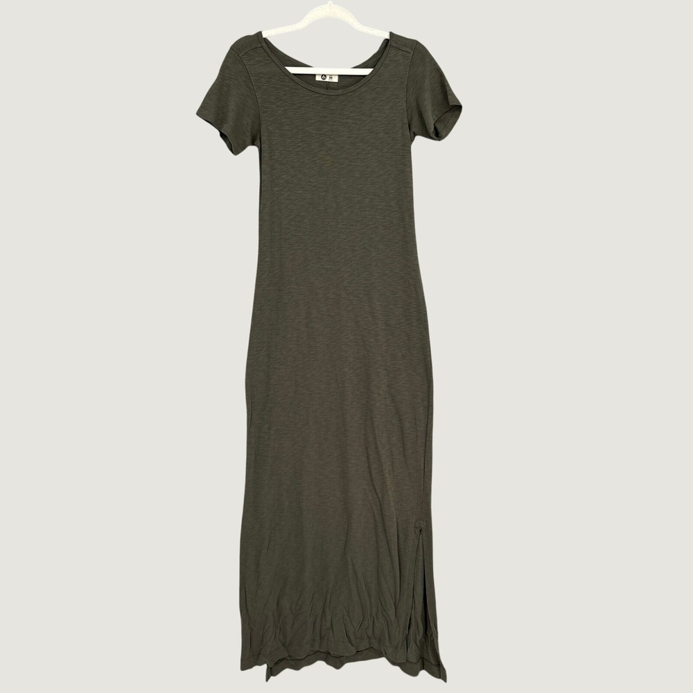 American Giant Premium Maxi T Dress Size XS Olive Green Supima Cotton Slub Knit